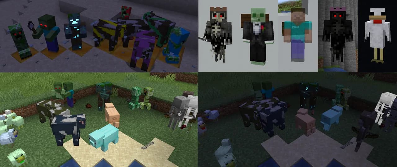Entity Texture Features (ETF) 1.19.2 — скачать мод на мобов